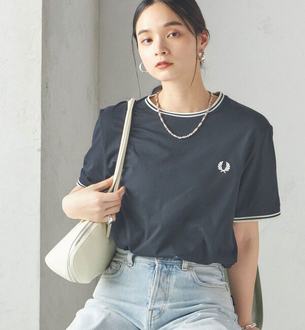 SHIPS for women「《一部追加予約》FRED PERRY:M1588 TWIN TIPPED TEE」|Tシャツ・カットソー|ブラック