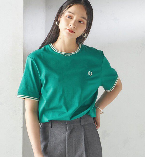SHIPS for women「《一部追加予約》FRED PERRY:M1588 TWIN TIPPED TEE」|Tシャツ・カットソー|グリーン