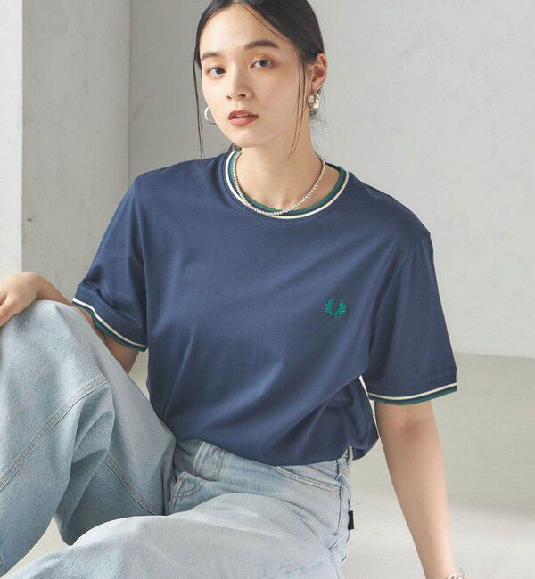 SHIPS for women「《一部追加予約》FRED PERRY:M1588 TWIN TIPPED TEE」|Tシャツ・カットソー|ダークブルー