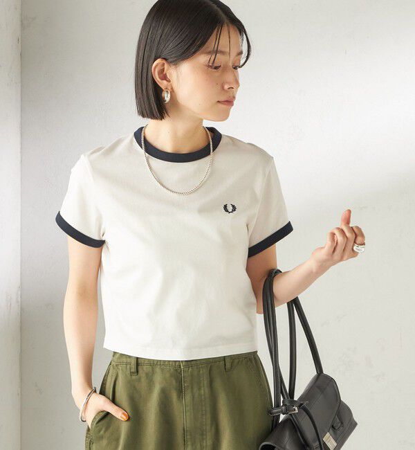 SHIPS for women「《一部追加予約》FRED PERRY:G9163 CROPPED RINGER TEE」|Tシャツ・カットソー|