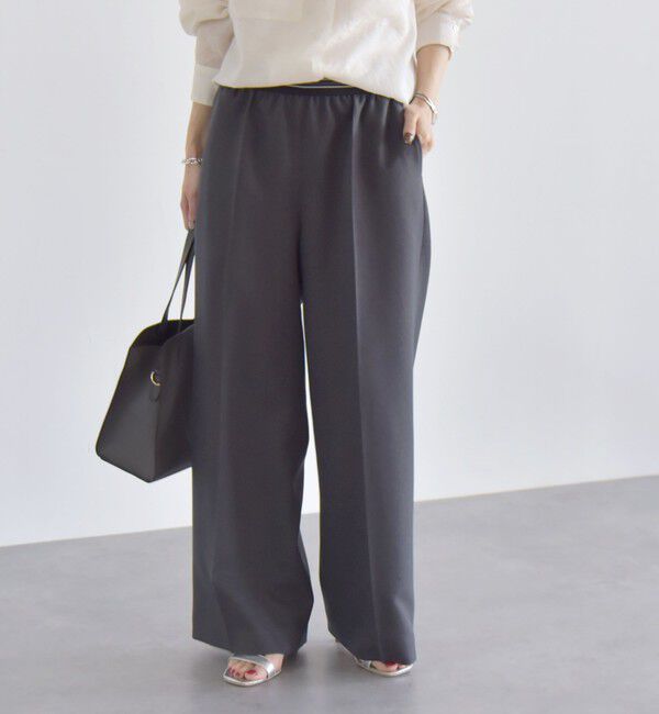 quaranciel「quaranciel:〈手洗い可能〉ウエスト ライン イージー ワイド パンツ 2」|その他|チャコールグレー