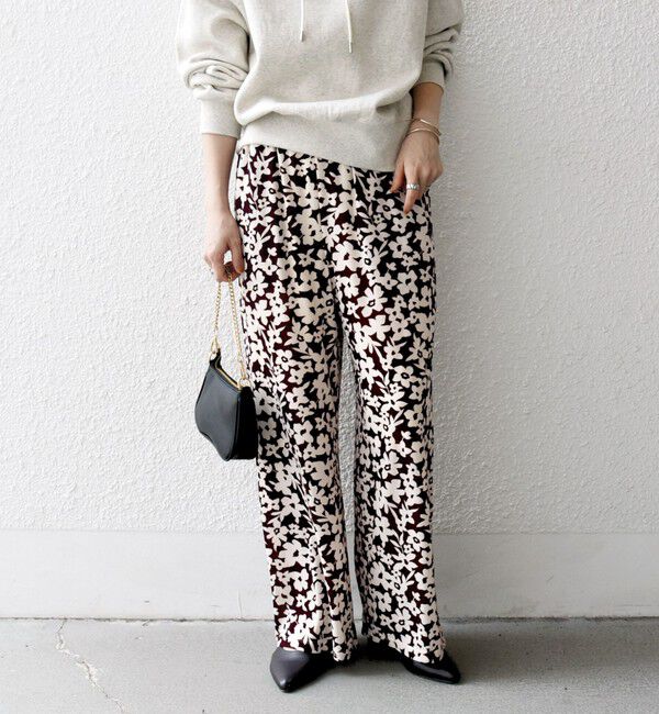 SHIPS any「SHIPS any:〈洗濯機可能〉フラワー ポリエステル ベロア ワイド イージー パンツ」|その他|