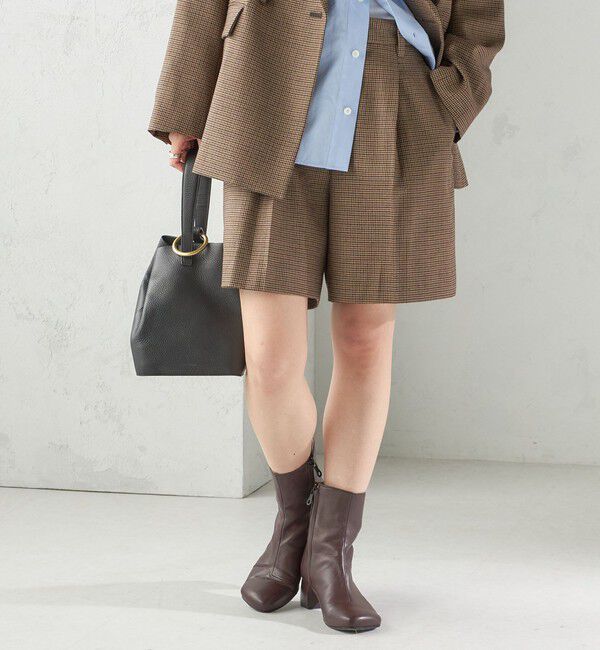 SHIPS for women「〈手洗い可能〉ウォッシャブル ウール チェック ハーフ パンツ」|その他|ブラウン系