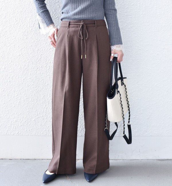 SHIPS Colors 「SHIPS Colors:〈手洗い可能〉ウールライクイージーワイドパンツ2（セットアップ対応可能）◇」|その他|ブラウン