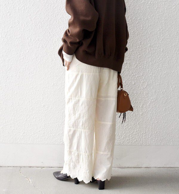 SHIPS any「bon_meur:〈洗濯機可能〉ロゴ エンブロイダリー パッチワーク ワイド パンツ」|その他|