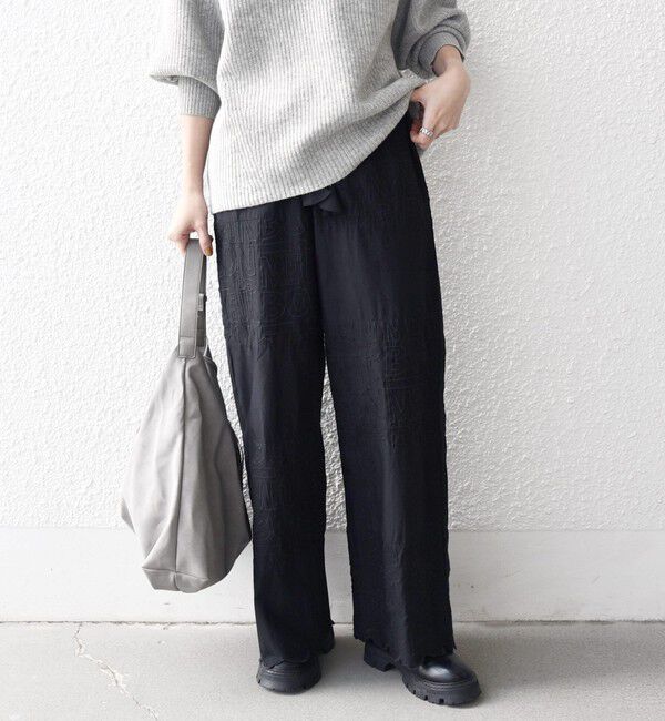 SHIPS any「bon_meur:〈洗濯機可能〉ロゴ エンブロイダリー パッチワーク ワイド パンツ」|その他|ブラック