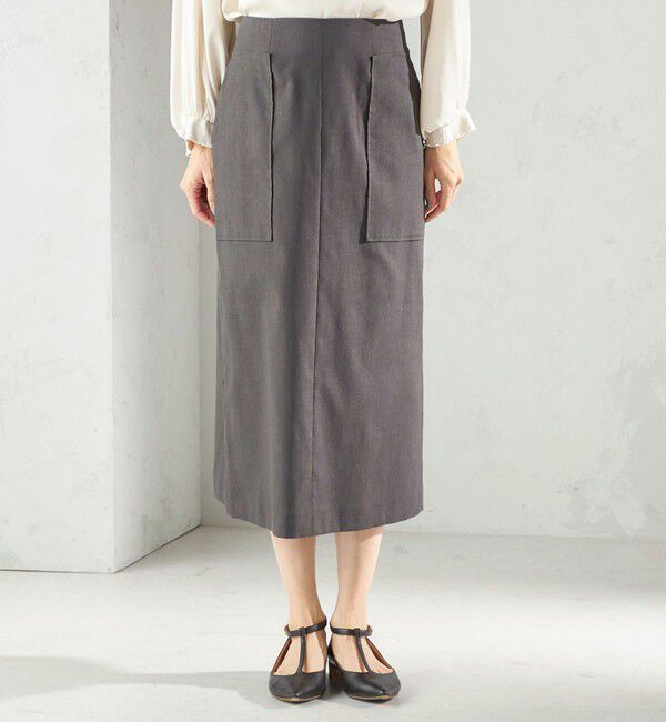SHIPS for women「《予約》〈UVカット・吸水速乾・手洗い可能〉綿麻混 オックス ポケット タイト スカート」|スカート|