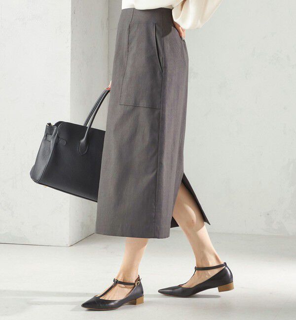 SHIPS for women「《予約》〈UVカット・吸水速乾・手洗い可能〉綿麻混 オックス ポケット タイト スカート」|スカート|