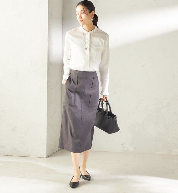 SHIPS for women「《予約》〈UVカット・吸水速乾・手洗い可能〉綿麻混 オックス ポケット タイト スカート」|スカート|