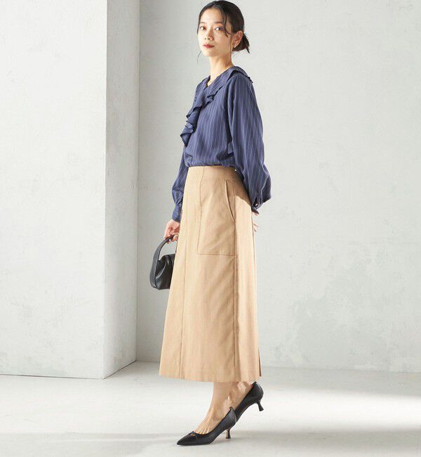 SHIPS for women「《予約》〈UVカット・吸水速乾・手洗い可能〉綿麻混 オックス ポケット タイト スカート」|スカート|