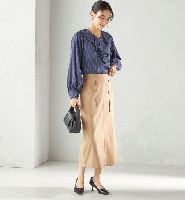 SHIPS for women「《予約》〈UVカット・吸水速乾・手洗い可能〉綿麻混 オックス ポケット タイト スカート」|スカート|