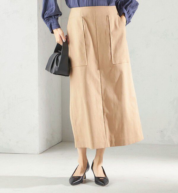 SHIPS for women「《予約》〈UVカット・吸水速乾・手洗い可能〉綿麻混 オックス ポケット タイト スカート」|スカート|
