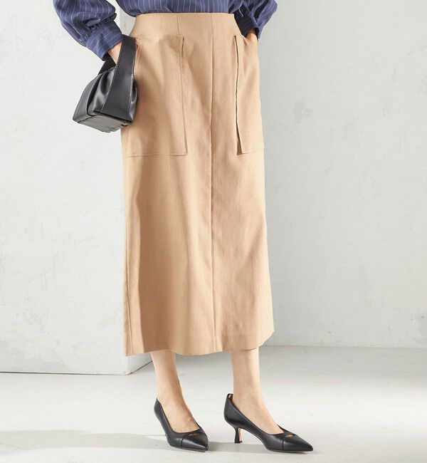 SHIPS for women「《予約》〈UVカット・吸水速乾・手洗い可能〉綿麻混 オックス ポケット タイト スカート」|スカート|