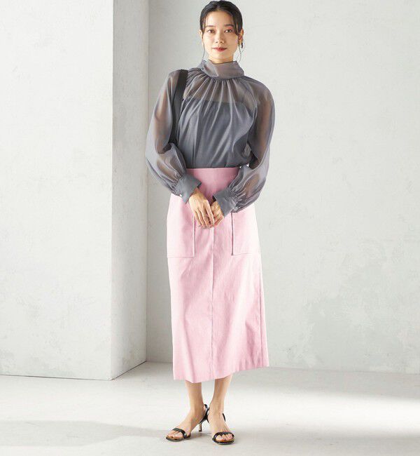 SHIPS for women「《予約》〈UVカット・吸水速乾・手洗い可能〉綿麻混 オックス ポケット タイト スカート」|スカート|