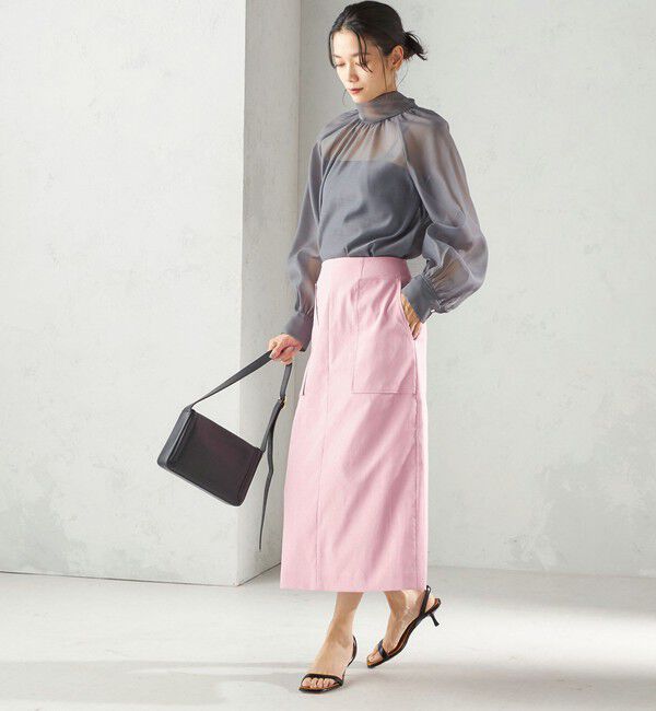 SHIPS for women「《予約》〈UVカット・吸水速乾・手洗い可能〉綿麻混 オックス ポケット タイト スカート」|スカート|