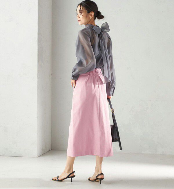 SHIPS for women「《予約》〈UVカット・吸水速乾・手洗い可能〉綿麻混 オックス ポケット タイト スカート」|スカート|