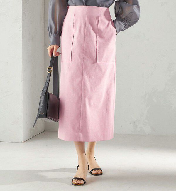 SHIPS for women「《予約》〈UVカット・吸水速乾・手洗い可能〉綿麻混 オックス ポケット タイト スカート」|スカート|