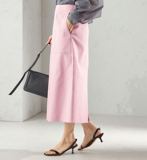 SHIPS for women「《予約》〈UVカット・吸水速乾・手洗い可能〉綿麻混 オックス ポケット タイト スカート」|スカート|