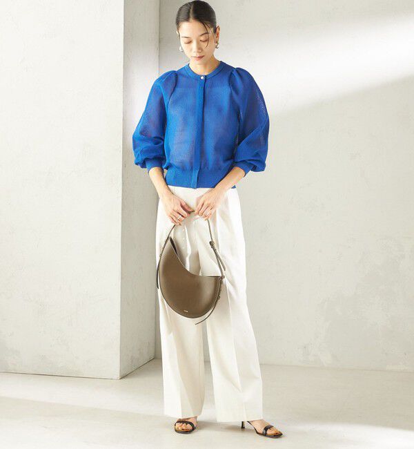 SHIPS for women「《予約》〈UVカット・吸水速乾・手洗い可能〉綿麻混 オックス 2タック ストレート パンツ」|その他|