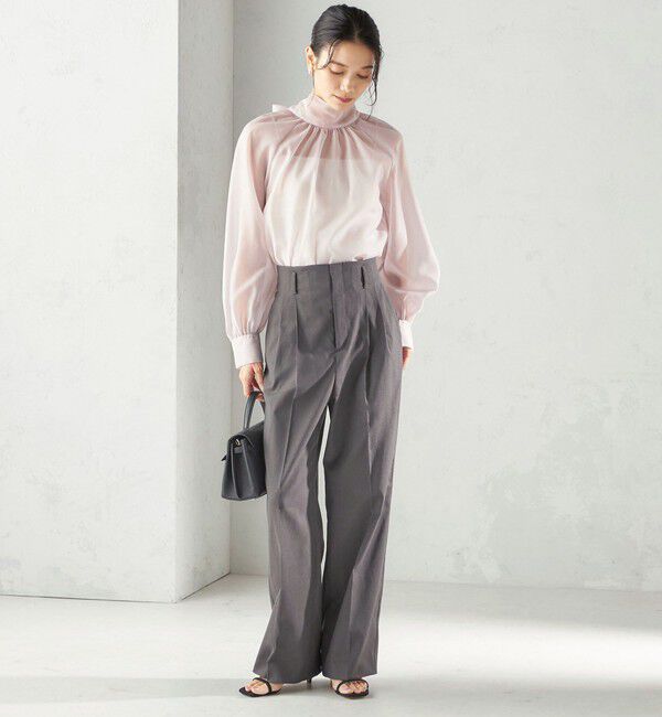 SHIPS for women「《予約》〈UVカット・吸水速乾・手洗い可能〉綿麻混 オックス 2タック ストレート パンツ」|その他|