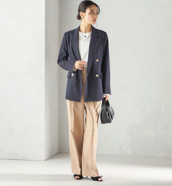 SHIPS for women「《予約》〈UVカット・吸水速乾・手洗い可能〉綿麻混 オックス 2タック ストレート パンツ」|その他|