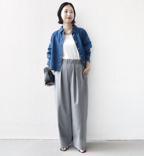 SHIPS for women「《予約》〈手洗い可能〉トロ ピン ストライプ ウエスト ギャザー パンツ」|その他|