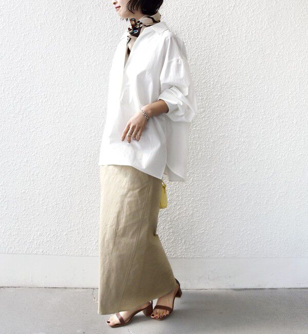 SHIPS for women「《予約》〈手洗い可能〉無地 / ストライプ サイド スリット スキッパー コットン シャツ」|シャツ・ブラウス|