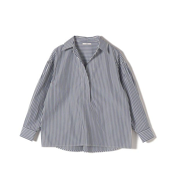SHIPS for women「《予約》〈手洗い可能〉無地 / ストライプ サイド スリット スキッパー コットン シャツ」|シャツ・ブラウス|