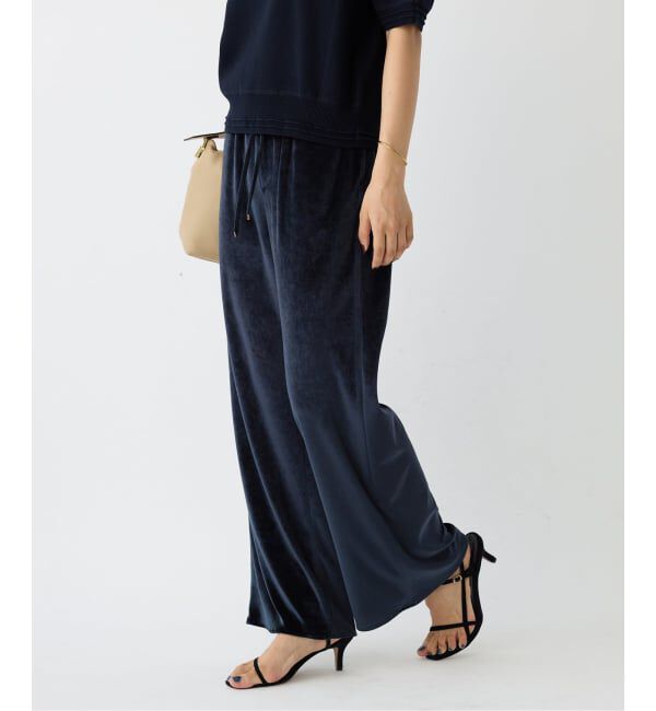 IENA「ベロアイージーパンツ」|その他|ネイビー