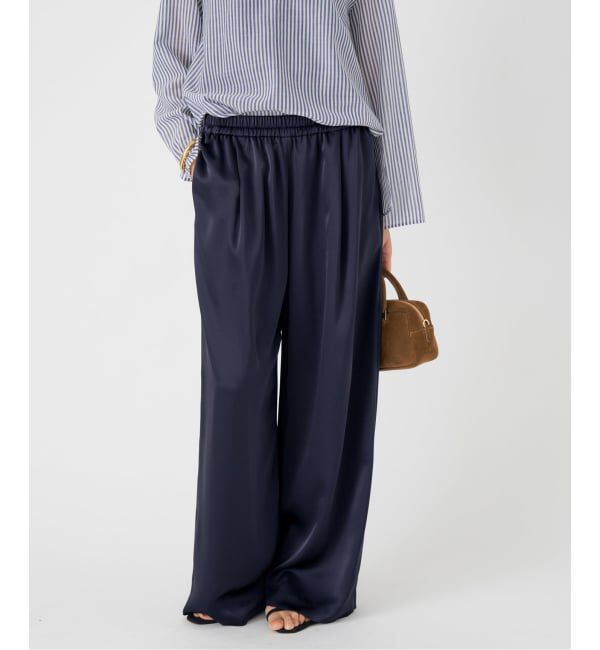 IENA「ダブルサテンイージーパンツ」|その他|ネイビー