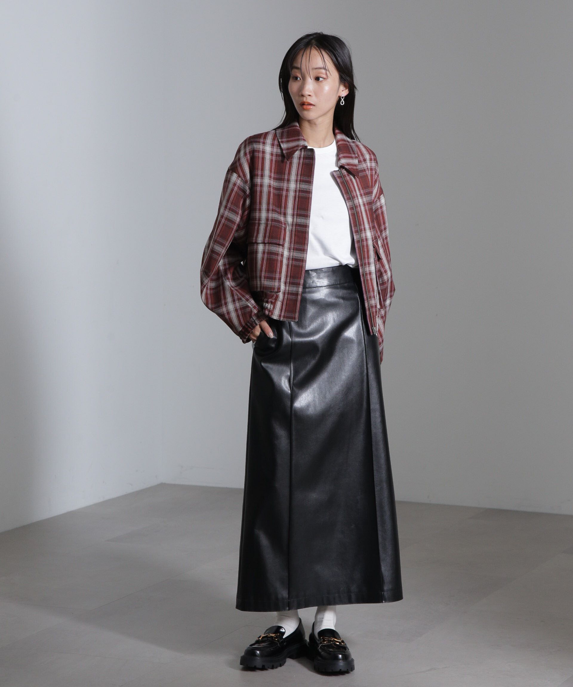 nano･universe「チェックショートブルゾン」|ブルゾン・スタジャン|