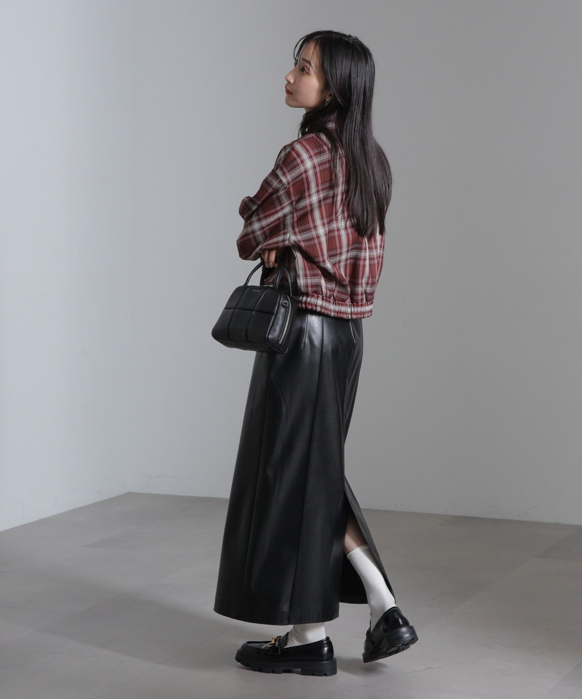 nano･universe「チェックショートブルゾン」|ブルゾン・スタジャン|