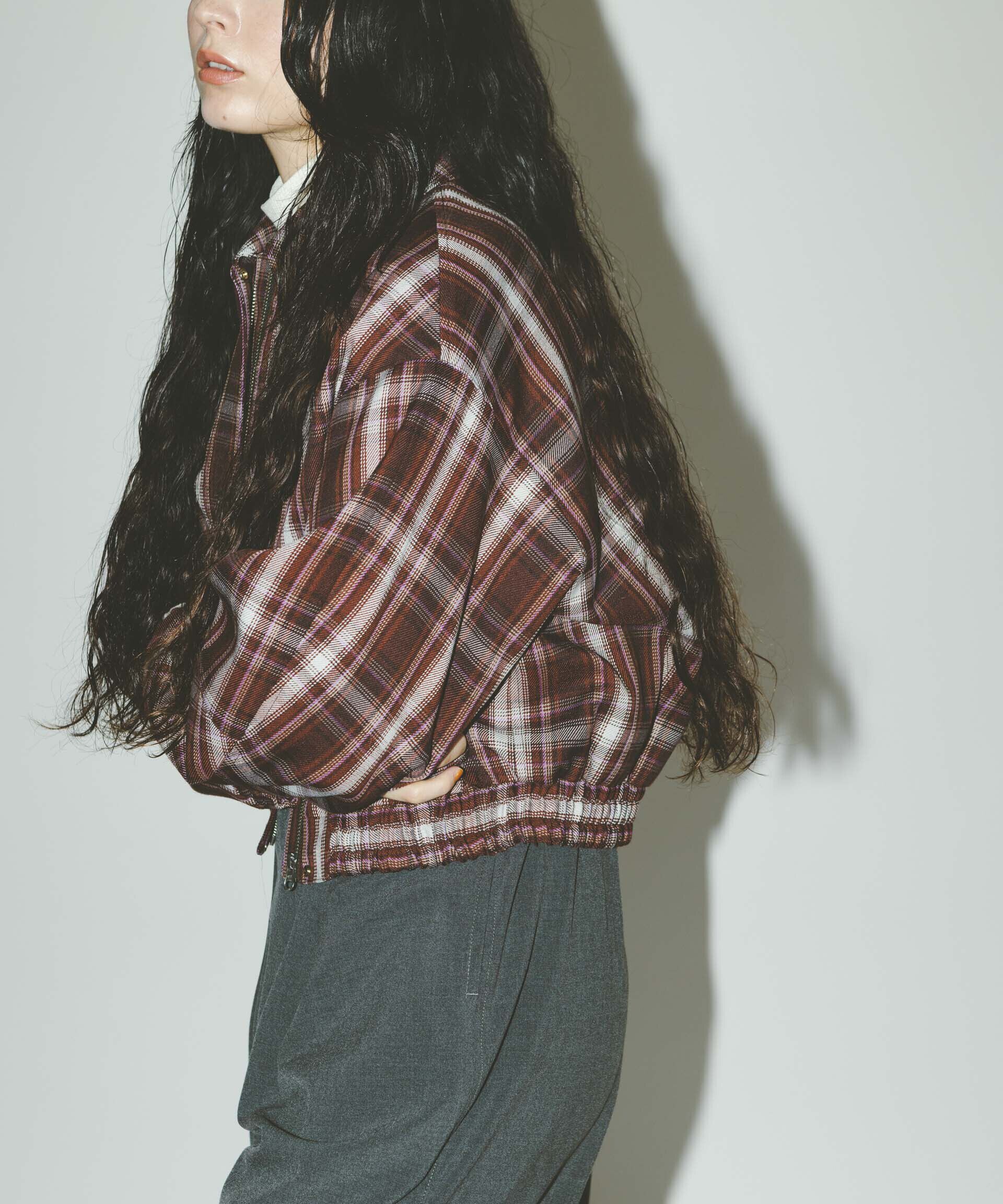 nano･universe「チェックショートブルゾン」|ブルゾン・スタジャン|