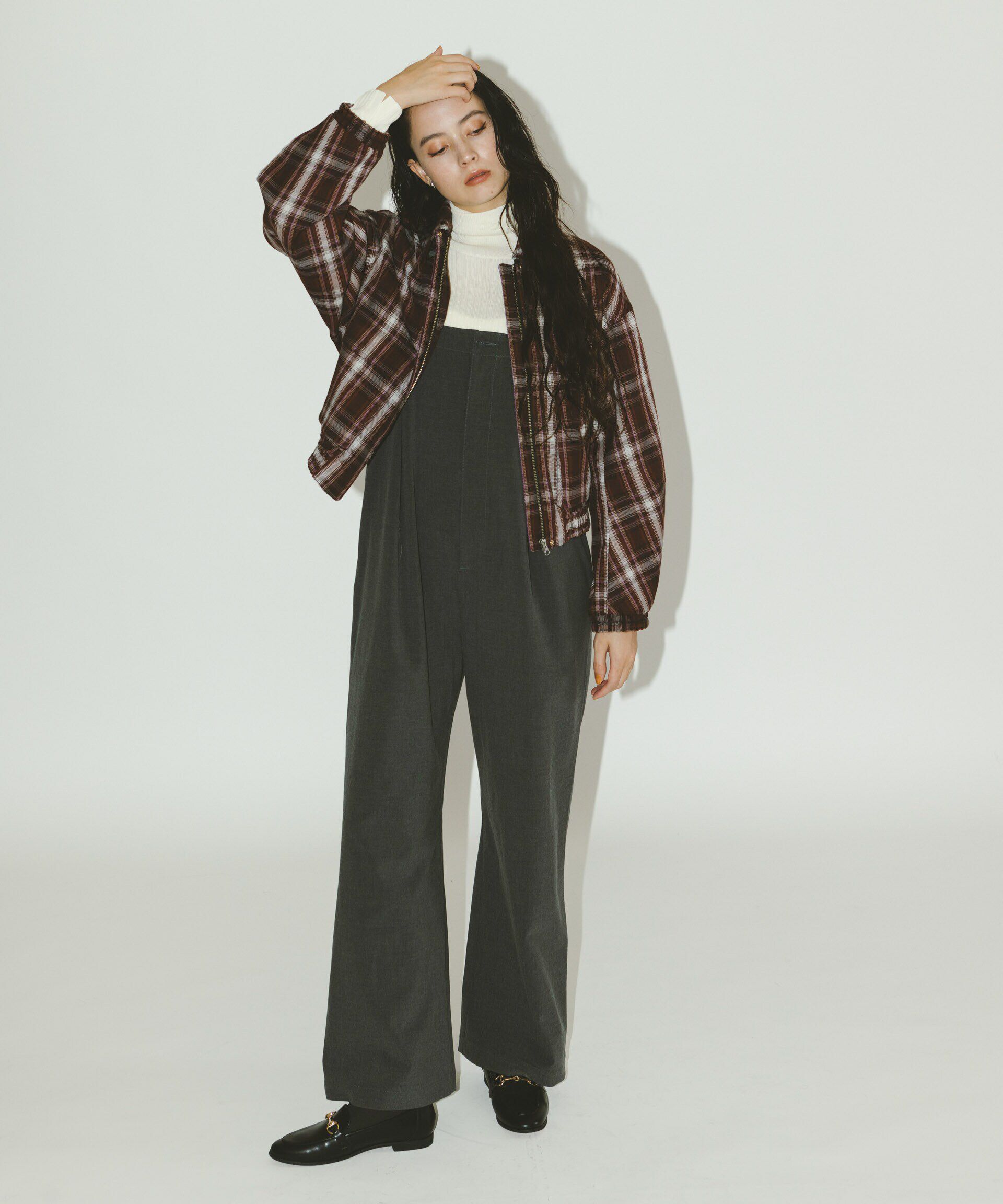 nano･universe「チェックショートブルゾン」|ブルゾン・スタジャン|