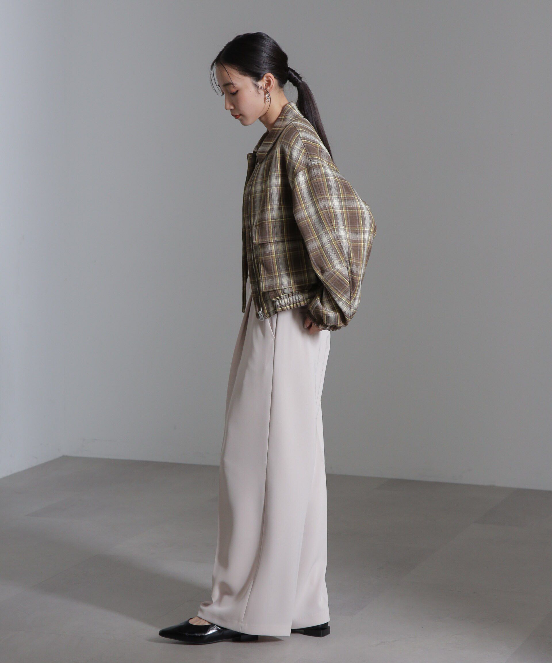 nano･universe「チェックショートブルゾン」|ブルゾン・スタジャン|