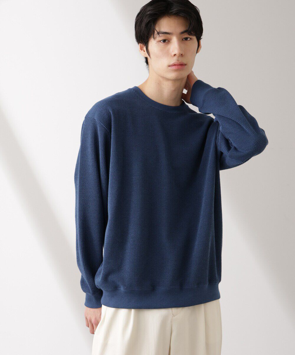 nano･universe「テックワッフルクルーネックTシャツ」|Tシャツ・カットソー|ブルー