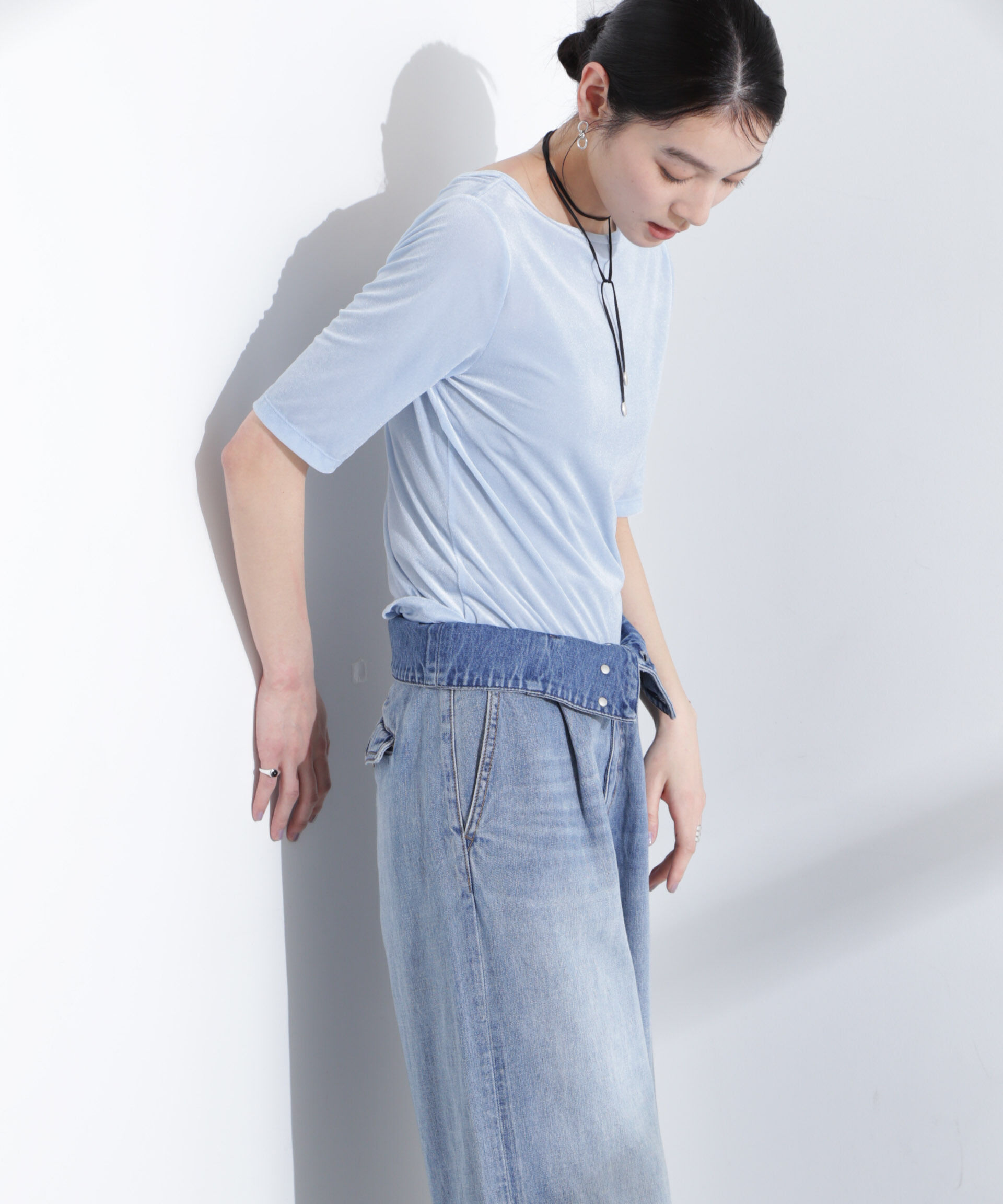 nano･universe「シアーベロアバックオープン5分袖Tシャツ」|Tシャツ・カットソー|