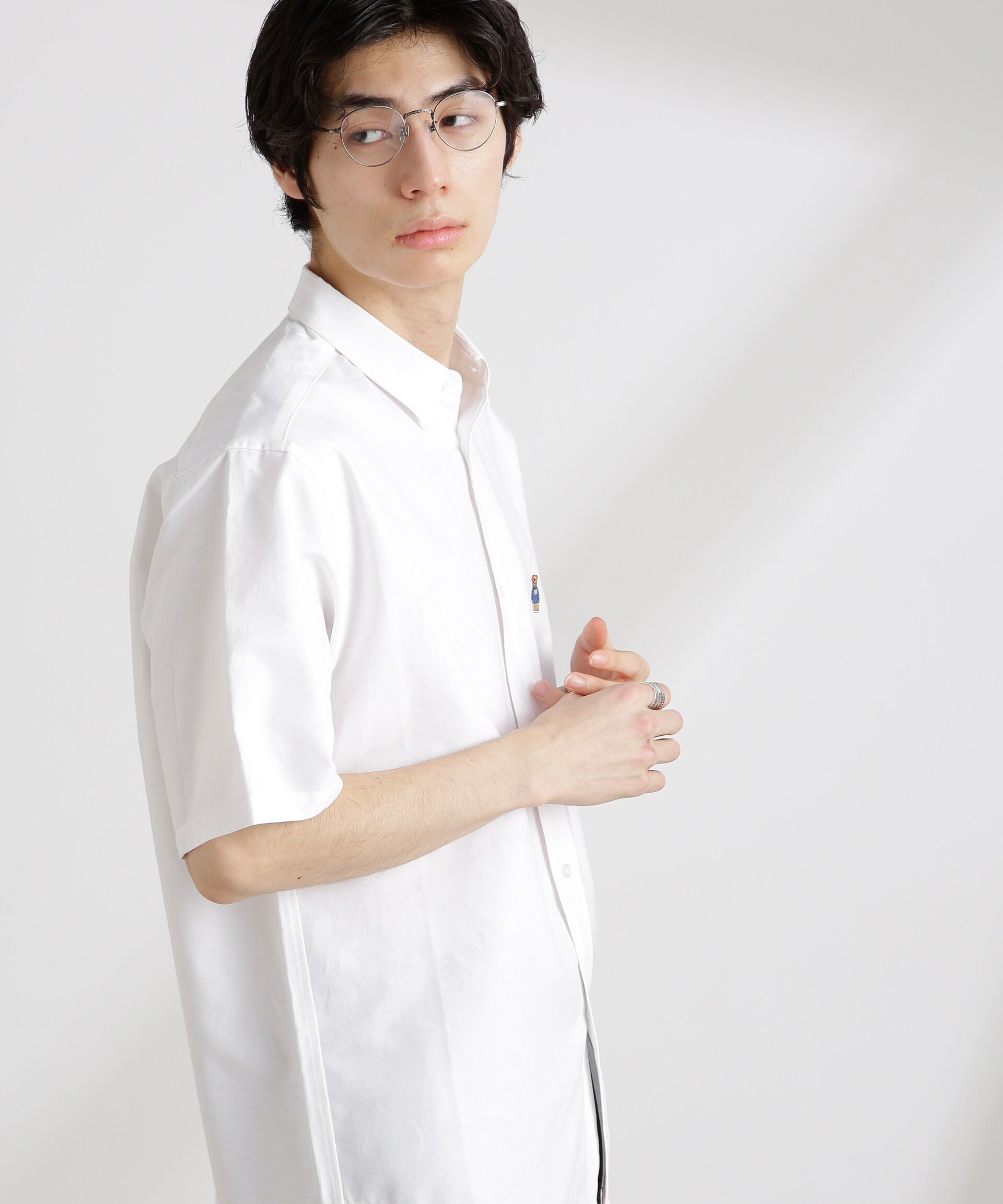 nano･universe「ナノベアワンポイントシャツ半袖」|シャツ・ブラウス|