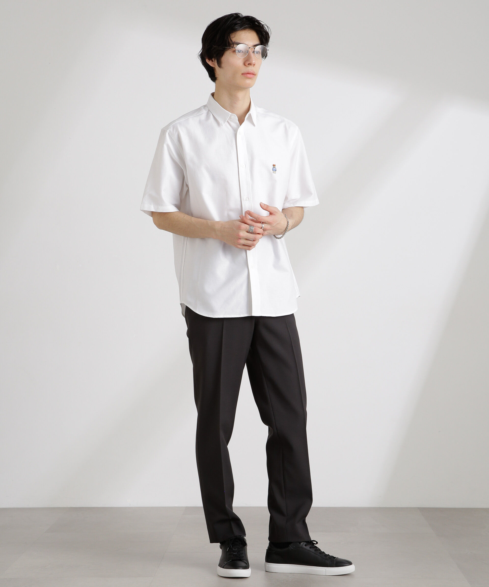 nano･universe「ナノベアワンポイントシャツ半袖」|シャツ・ブラウス|