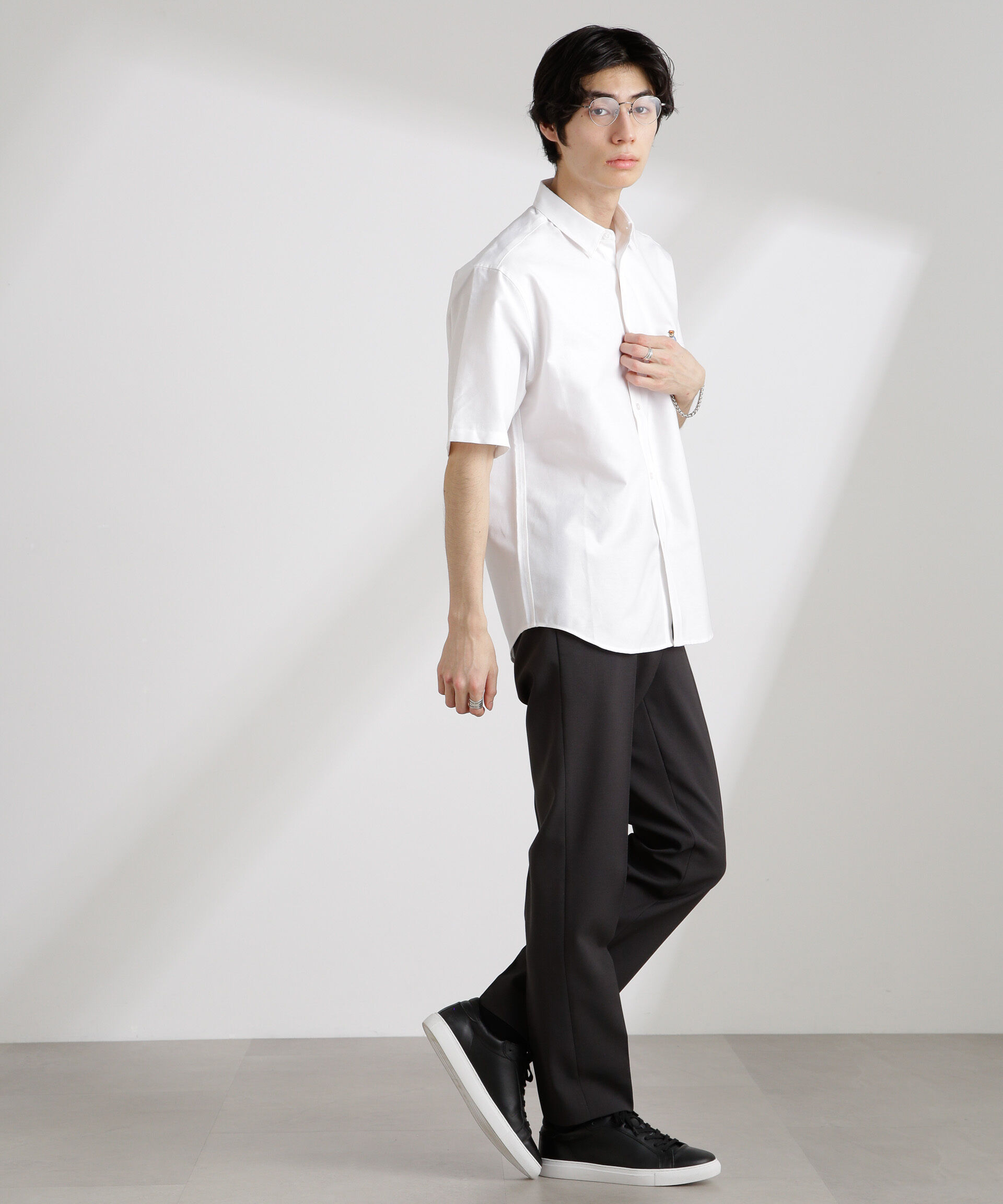 nano･universe「ナノベアワンポイントシャツ半袖」|シャツ・ブラウス|