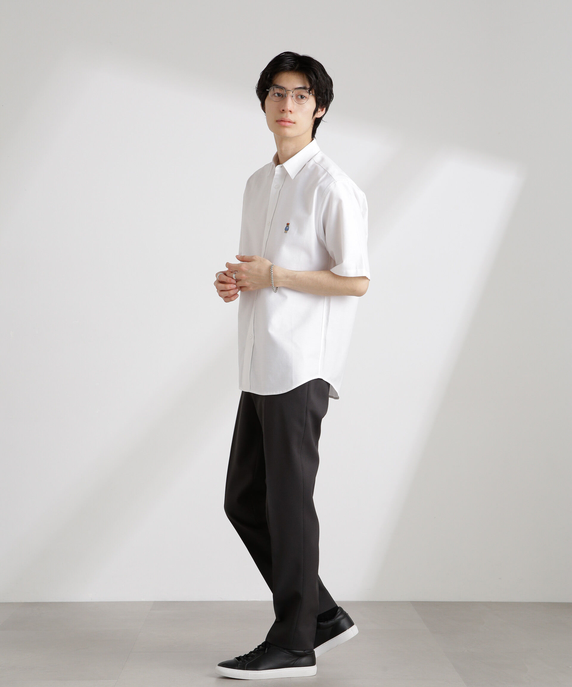 nano･universe「ナノベアワンポイントシャツ半袖」|シャツ・ブラウス|