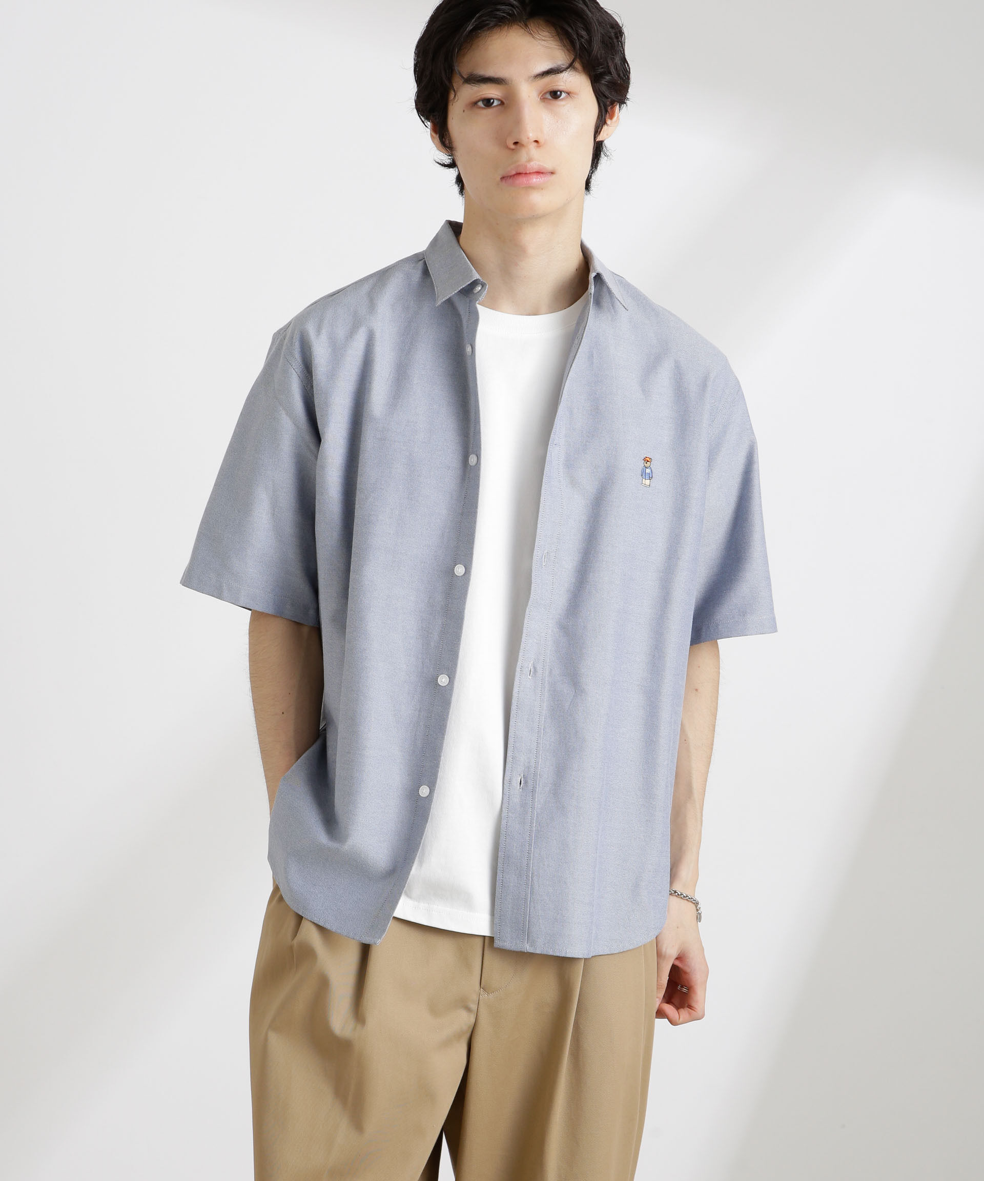 nano･universe「ナノベアワンポイントシャツ半袖」|シャツ・ブラウス|