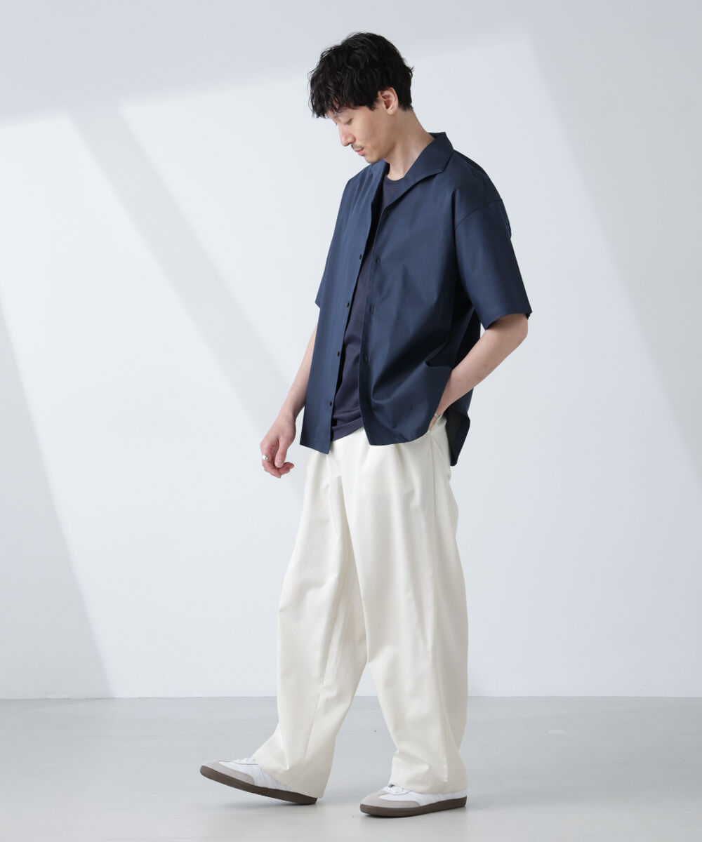 nano･universe「ソラーロライトストレッチワイドカラーシャツ 半袖(セットアップ可)」|シャツ・ブラウス|