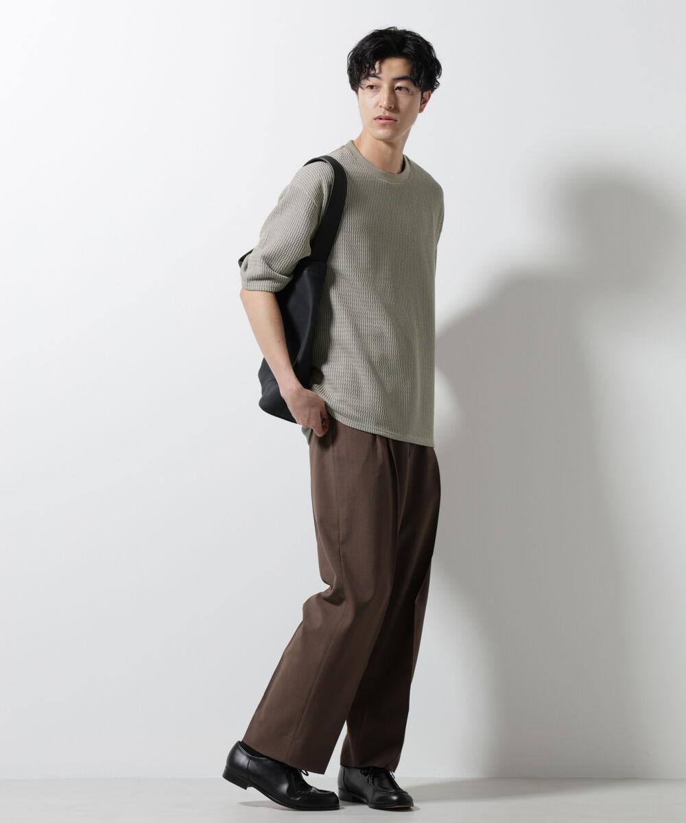 nano･universe「ジャガードニットソーTシャツ 半袖(セットアップ可)」|Tシャツ・カットソー|