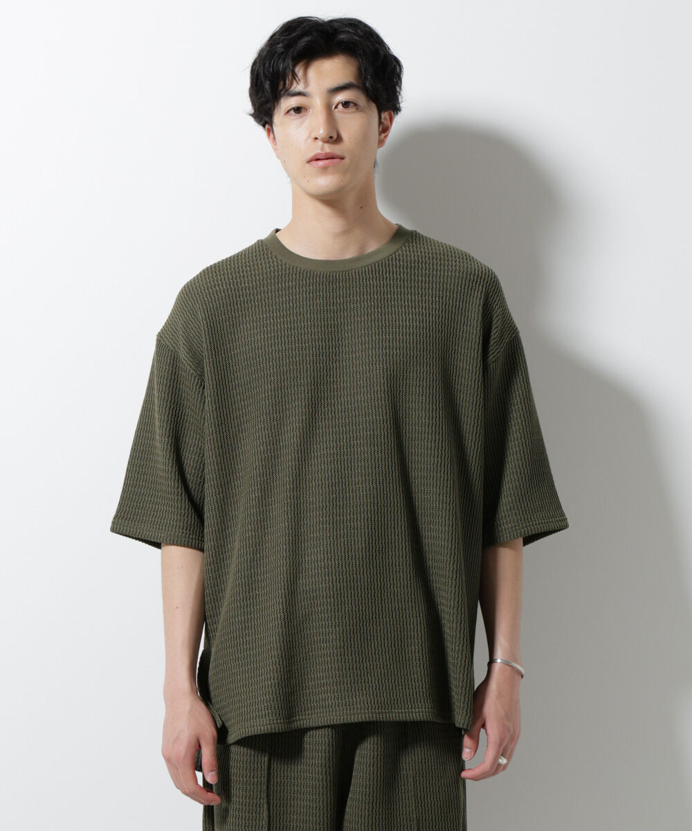 nano･universe「ジャガードニットソーTシャツ 半袖(セットアップ可)」|Tシャツ・カットソー|