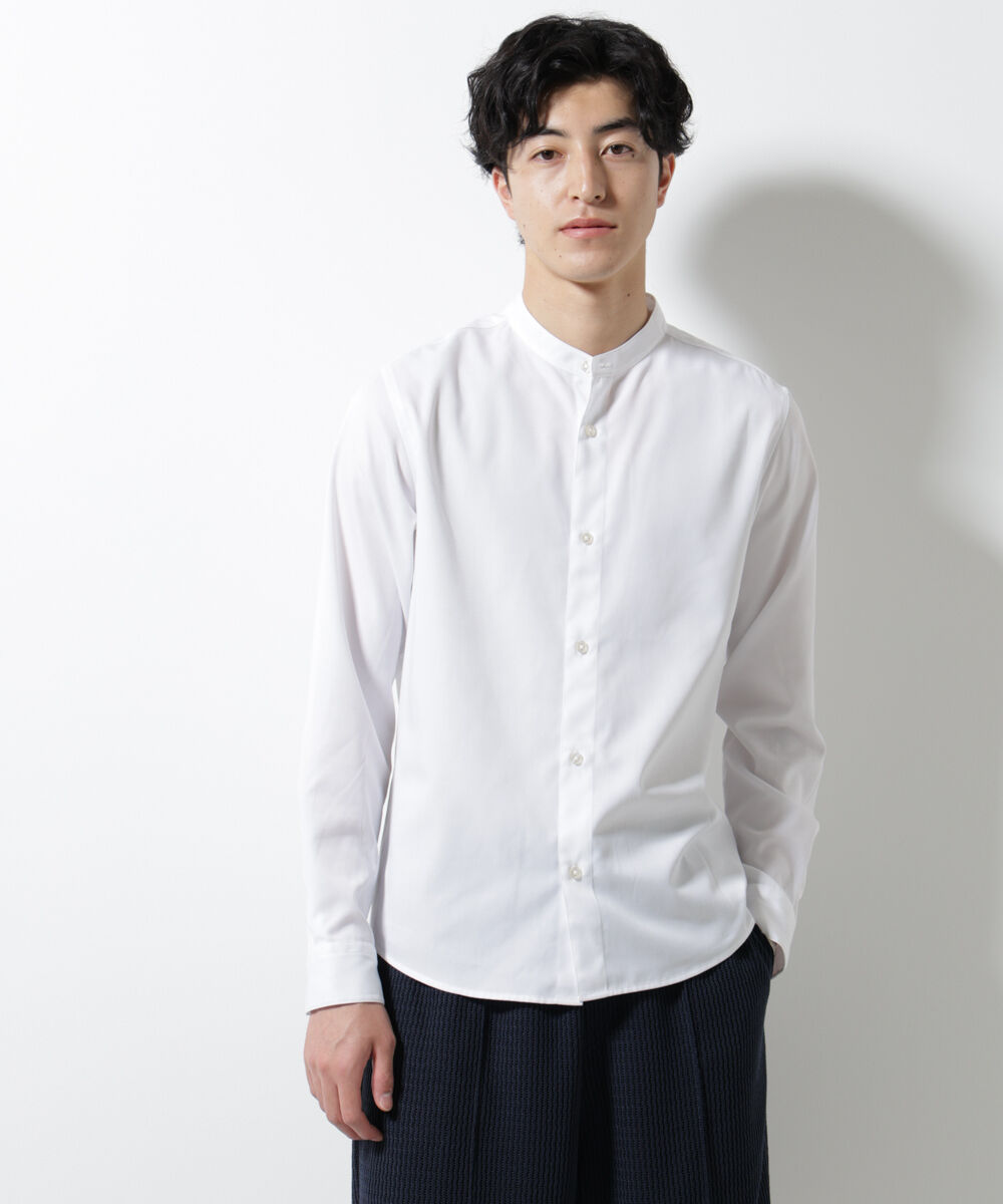 nano･universe「スタンダードバンドカラーシャツ/長袖」|シャツ・ブラウス|ホワイト