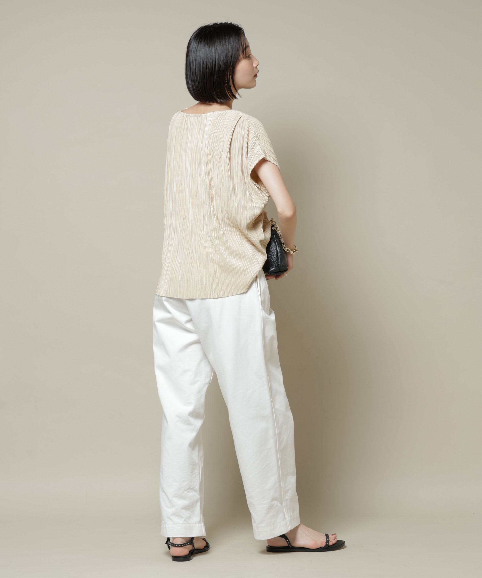 nano･universe「ランダムプリーツカットフレンチスリーブトップス(セットアップ可)」|Tシャツ・カットソー|