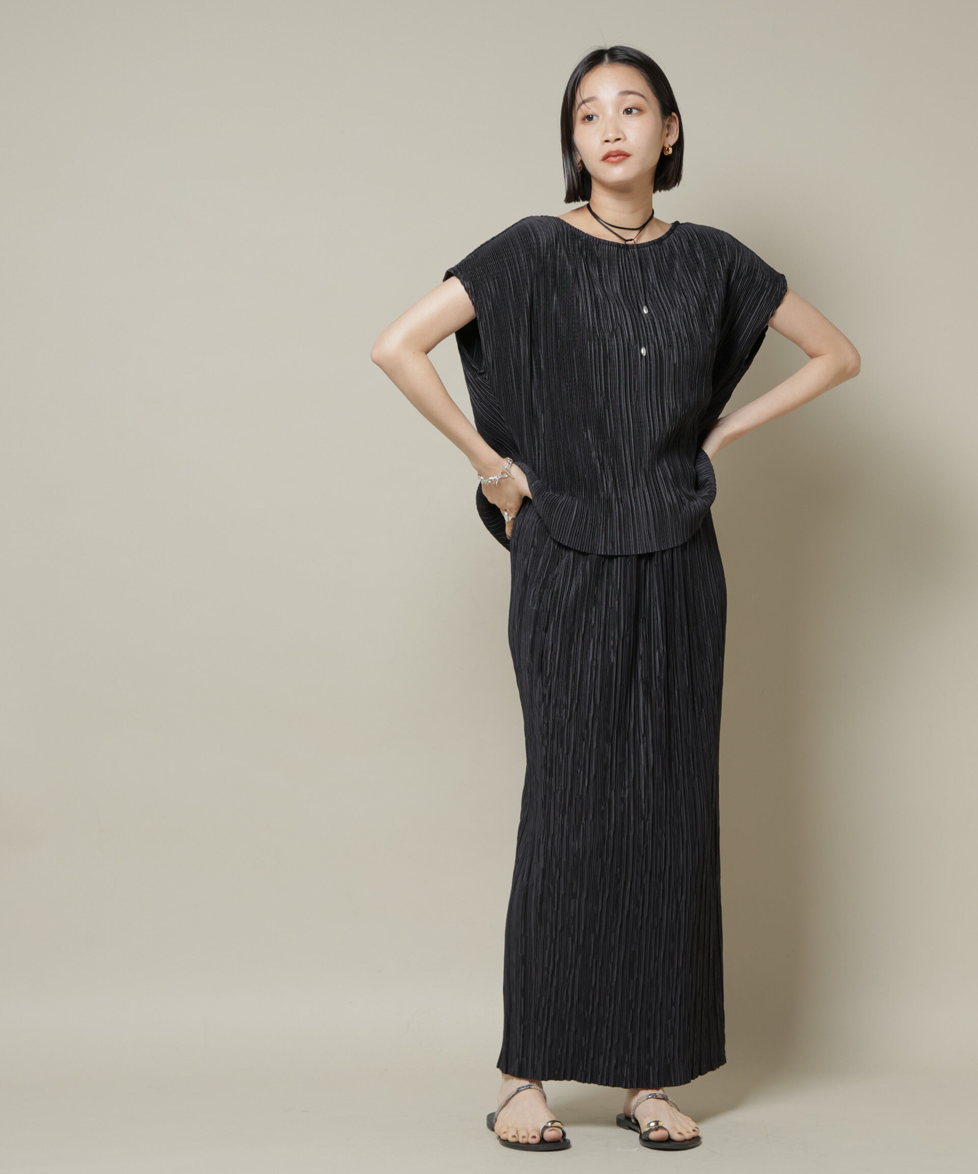 nano･universe「ランダムプリーツカットナロースカート(セットアップ可)」|スカート|