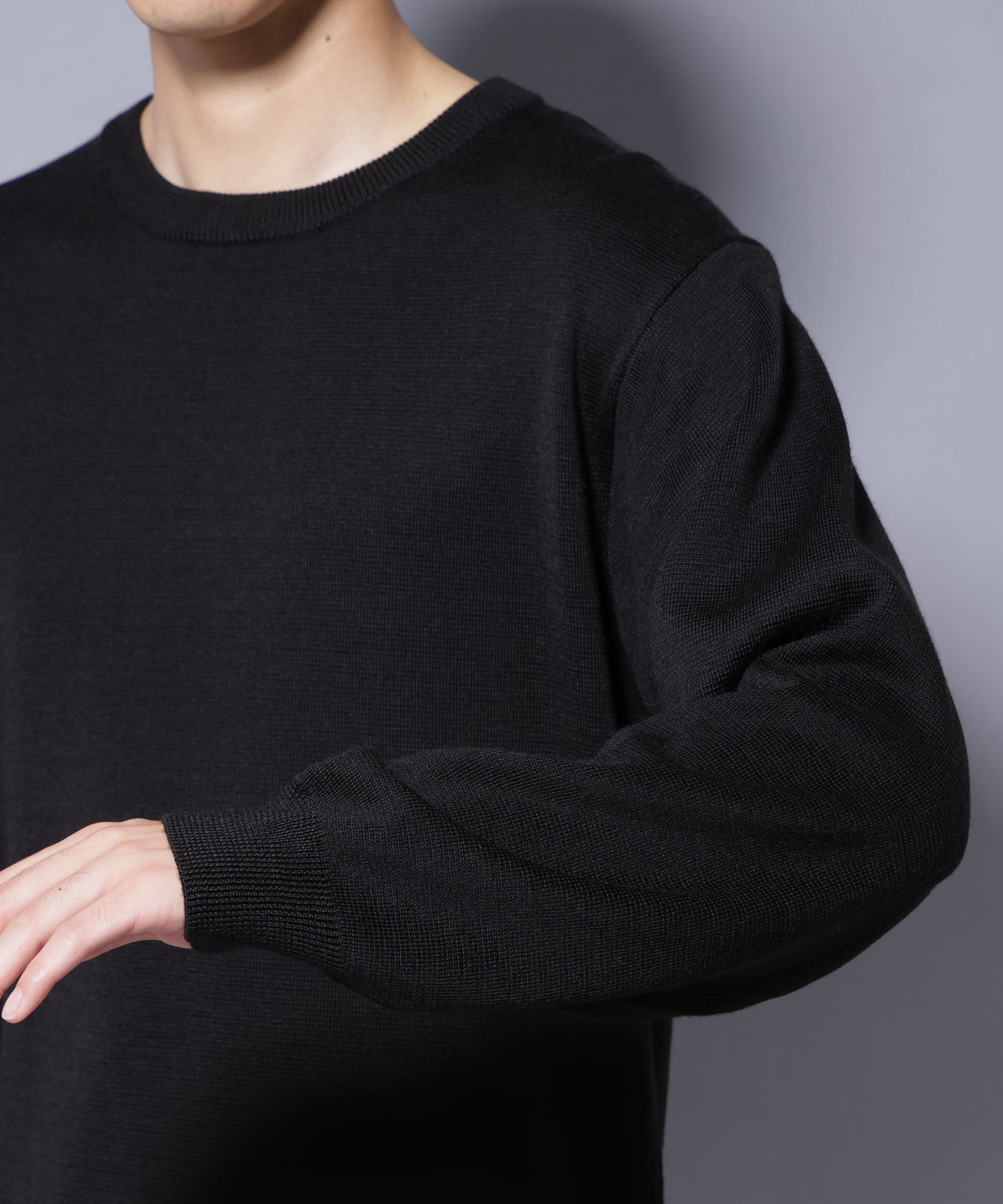 nano･universe「タスマニアウールミックス ミラノリブリラックスクルーネックニット」|ニット・セーター|