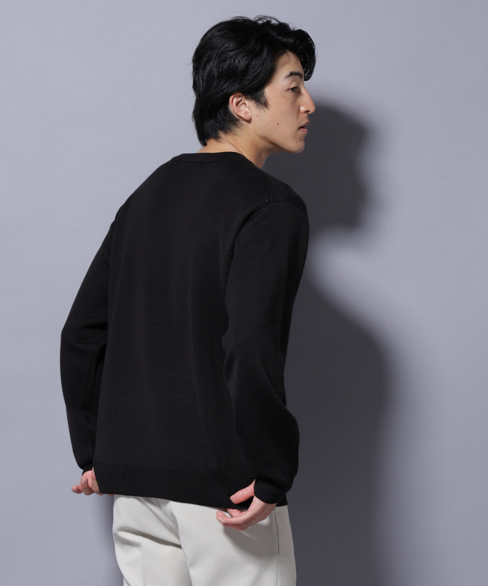 nano･universe「タスマニアウールミックス ミラノリブリラックスクルーネックニット」|ニット・セーター|